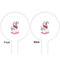 Dalmation White Plastic 6" Food Pick - Round - Double Sided - Front & Back