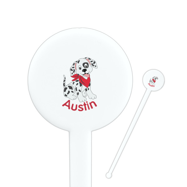 Custom Dalmation 7" Round Plastic Stir Sticks - White - Single Sided (Personalized)