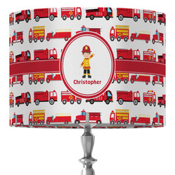 Firetrucks 16" Drum Lamp Shade - Fabric (Personalized)