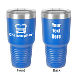 Firetrucks 30 oz Stainless Steel Tumbler - Royal Blue - Double-Sided (Personalized)