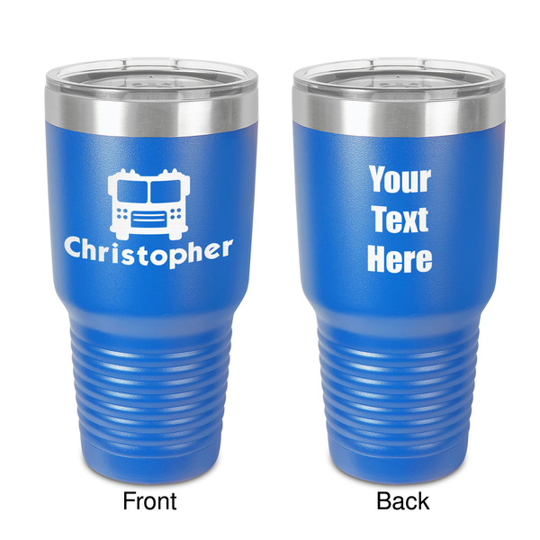 Custom Firetrucks 30 oz Stainless Steel Tumbler - Royal Blue - Double-Sided (Personalized)