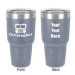 Firetrucks 30 oz Stainless Steel Tumbler - Grey - Double-Sided (Personalized)