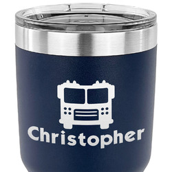 Firetrucks 30 oz Stainless Steel Tumbler - Navy - Single Sided (Personalized)