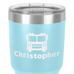 Firetrucks 30 oz Stainless Steel Tumbler - Teal - Double-Sided (Personalized)