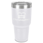 Firetrucks 30 oz Stainless Steel Tumbler - White - Single-Sided (Personalized)