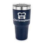 Firetrucks 30 oz Stainless Steel Tumbler - Navy - Single Sided (Personalized)