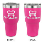 Firetrucks 30 oz Stainless Steel Tumbler - Pink - Double Sided (Personalized)