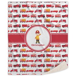 Firetrucks Sherpa Throw Blanket (Personalized)