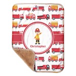 Firetrucks Sherpa Baby Blanket - 30" x 40" w/ Name or Text