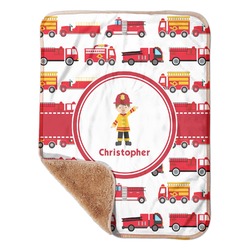 Firetrucks Sherpa Baby Blanket - 30" x 40" w/ Name or Text