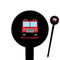 Firetrucks Black Plastic 6" Food Pick - Round - Closeup