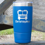 Firetrucks 20 oz Stainless Steel Tumbler - Royal Blue - Double Sided (Personalized)