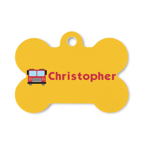 Custom Firetrucks Bone Shaped Dog ID Tag - Small (Personalized)