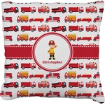 Firetrucks Faux-Linen Throw Pillow 26" (Personalized)