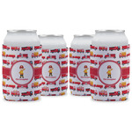 Firetrucks Can Cooler (12 oz) - Set of 4 w/ Name or Text