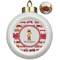 Firetrucks Ceramic Christmas Ornament - Poinsettias (Front View)