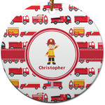 Firetrucks Round Ceramic Ornament w/ Name or Text