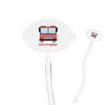 Firetrucks 7" Oval Plastic Stir Sticks - Clear (Personalized)