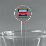 Firetrucks 7" Round Plastic Stir Sticks - Clear (Personalized)