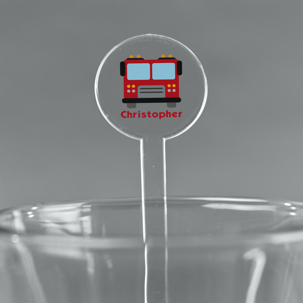 Custom Firetrucks 7" Round Plastic Stir Sticks - Clear (Personalized)