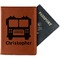 Firetrucks Cognac Leather Passport Holder With Passport - Main