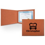 Firetrucks Leatherette Certificate Holder - Front (Personalized)