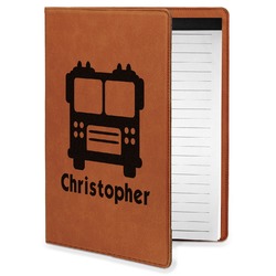 Firetrucks Leatherette Portfolio with Notepad - Small - Double Sided (Personalized)