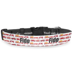 Firetrucks Deluxe Dog Collar - Double Extra Large (20.5" to 35") (Personalized)