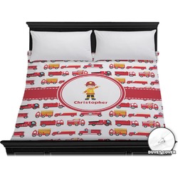 Firetrucks Duvet Cover - King (Personalized)