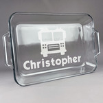 Firetrucks Glass Baking and Cake Dish (Personalized)