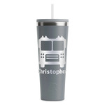 Firetrucks RTIC Everyday Tumbler with Straw - 28oz - Grey - Single-Sided (Personalized)