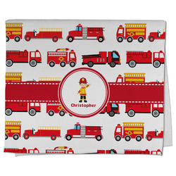 Firetrucks Kitchen Towel - Poly Cotton w/ Name or Text