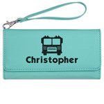 Firetrucks Ladies Leatherette Wallet - Laser Engraved- Teal (Personalized)