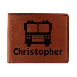 Firetrucks Leatherette Bifold Wallet (Personalized)