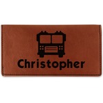 Firetrucks Leatherette Checkbook Holder - Double Sided (Personalized)