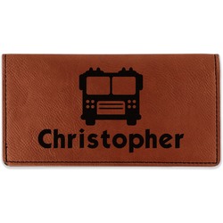 Firetrucks Leatherette Checkbook Holder - Single Sided (Personalized)