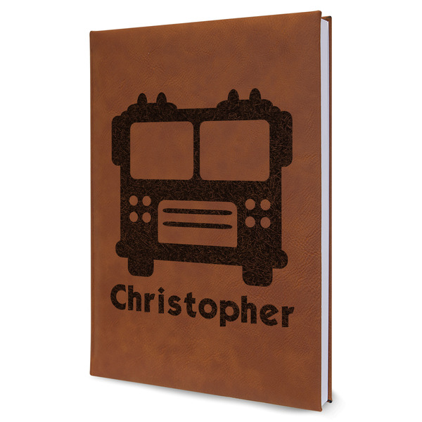 Custom Firetrucks Leather Sketchbook - Large - Single Sided (Personalized)