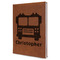 Firetrucks Leather Sketchbook - Large - Single Sided - Angled View