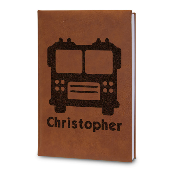 Custom Firetrucks Leatherette Journal - Large - Double Sided (Personalized)