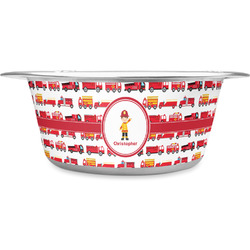 Firetrucks Stainless Steel Dog Bowl - Large (Personalized)