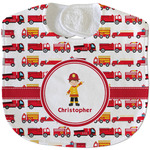 Firetrucks Velour Baby Bib w/ Name or Text