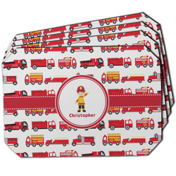 Firetrucks Dining Table Mat - Octagon w/ Name or Text