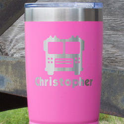 Firetrucks 20 oz Stainless Steel Tumbler - Pink - Double Sided (Personalized)