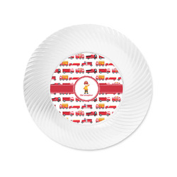 Firetrucks Plastic Party Appetizer & Dessert Plates - 6" (Personalized)