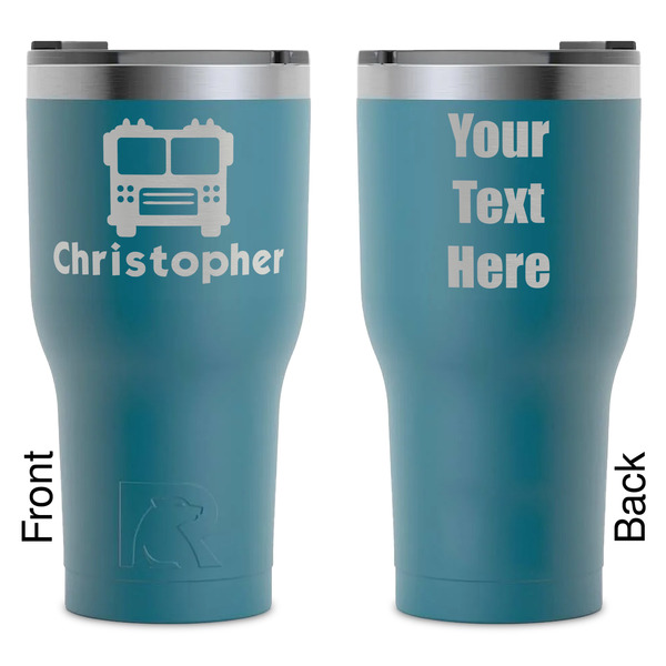 Custom Firetrucks RTIC Tumbler - Dark Teal - Laser Engraved - Double-Sided (Personalized)