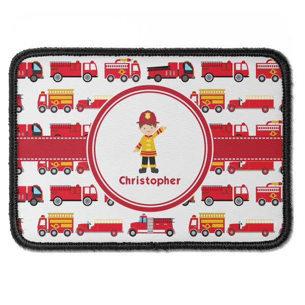 Custom Firetrucks Iron On Rectangle Patch w/ Name or Text