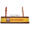 Firetrucks Red Mahogany Nameplates with Business Card Holder - Straight