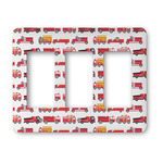 Firetrucks Rocker Style Light Switch Cover - Three Switch