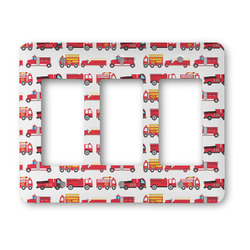 Firetrucks Rocker Style Light Switch Cover - Three Switch