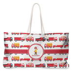 Firetrucks Large Tote Bag with Rope Handles (Personalized)